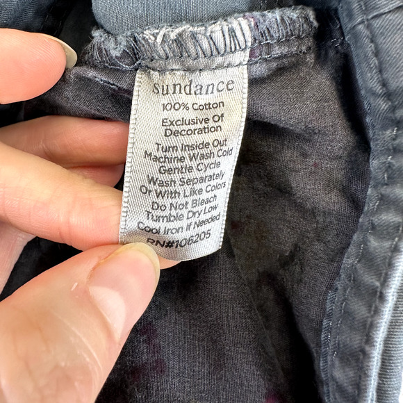 Sundance Vivant Embroidered Cargo Joggers Gray Floral Womens Size 8 Boho - Picture 6 of 7